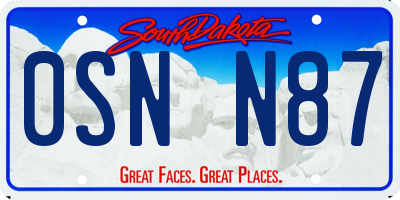 SD license plate 0SNN87