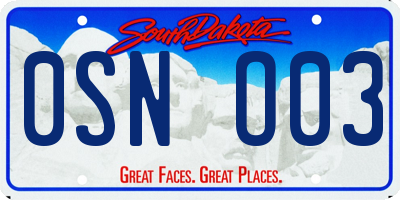 SD license plate 0SNO03