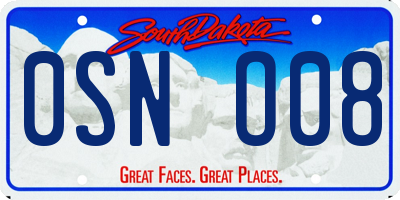 SD license plate 0SNO08