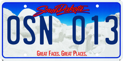 SD license plate 0SNO13