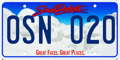 SD license plate 0SNO20