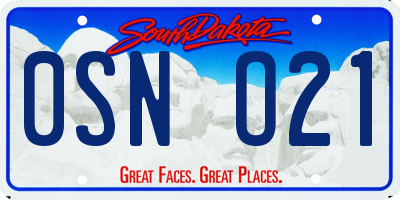 SD license plate 0SNO21