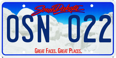 SD license plate 0SNO22