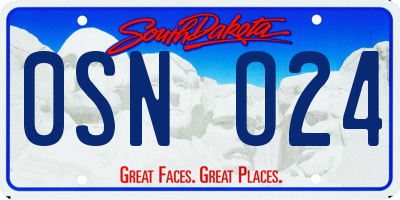 SD license plate 0SNO24
