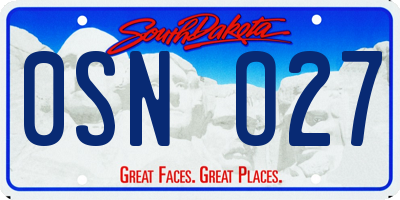 SD license plate 0SNO27