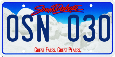 SD license plate 0SNO30