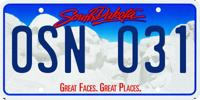 SD license plate 0SNO31