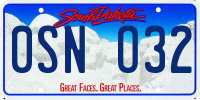 SD license plate 0SNO32