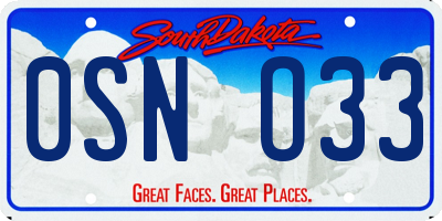 SD license plate 0SNO33
