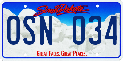 SD license plate 0SNO34