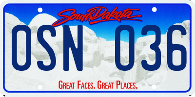 SD license plate 0SNO36