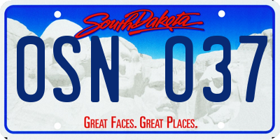 SD license plate 0SNO37