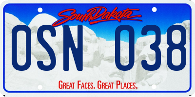 SD license plate 0SNO38