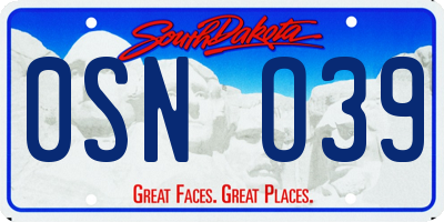 SD license plate 0SNO39