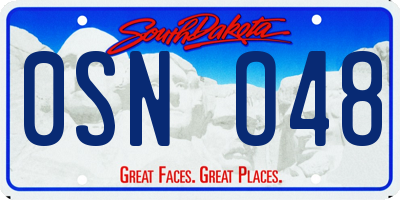 SD license plate 0SNO48