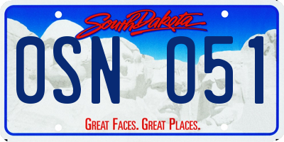 SD license plate 0SNO51