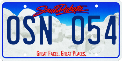 SD license plate 0SNO54