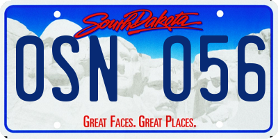 SD license plate 0SNO56