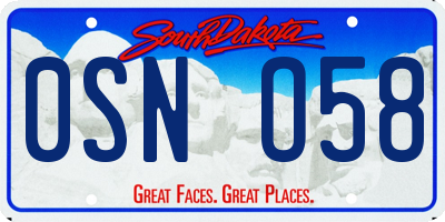 SD license plate 0SNO58