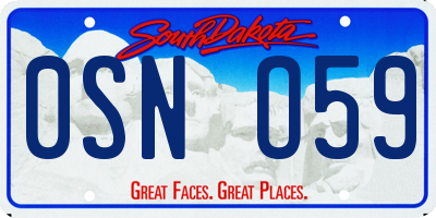 SD license plate 0SNO59