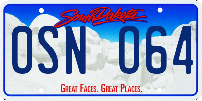 SD license plate 0SNO64