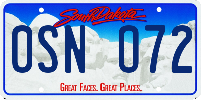 SD license plate 0SNO72