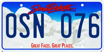 SD license plate 0SNO76