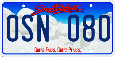 SD license plate 0SNO80