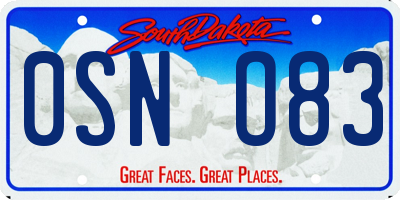 SD license plate 0SNO83