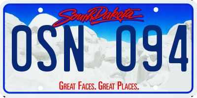 SD license plate 0SNO94