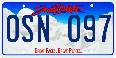SD license plate 0SNO97