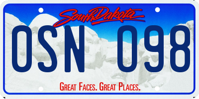 SD license plate 0SNO98