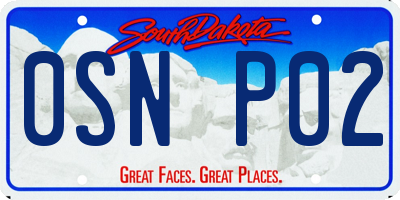 SD license plate 0SNP02