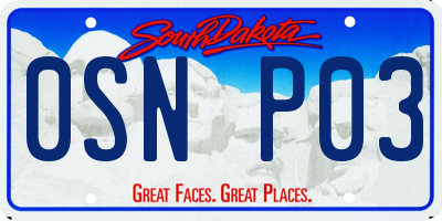 SD license plate 0SNP03