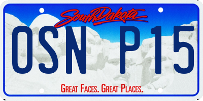 SD license plate 0SNP15