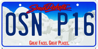 SD license plate 0SNP16