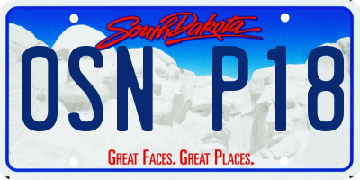 SD license plate 0SNP18