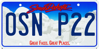 SD license plate 0SNP22