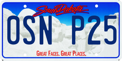 SD license plate 0SNP25