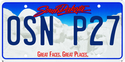 SD license plate 0SNP27