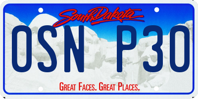 SD license plate 0SNP30