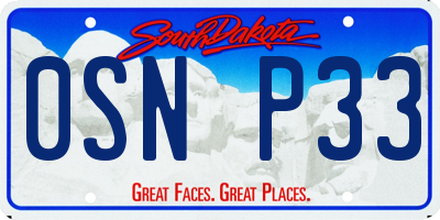 SD license plate 0SNP33