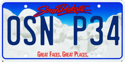 SD license plate 0SNP34
