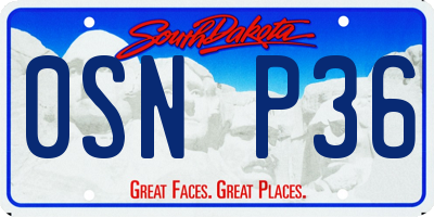 SD license plate 0SNP36
