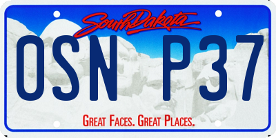 SD license plate 0SNP37