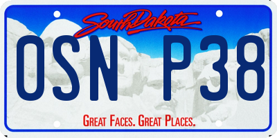 SD license plate 0SNP38