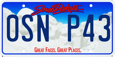 SD license plate 0SNP43