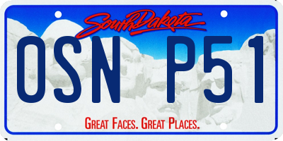SD license plate 0SNP51