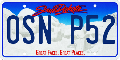 SD license plate 0SNP52