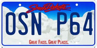 SD license plate 0SNP64